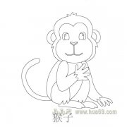 儿童简笔画：长尾巴的猴子
