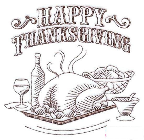 小学生感恩节简笔画图片:香喷喷的火鸡大餐
