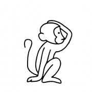 小猴摸头的画法