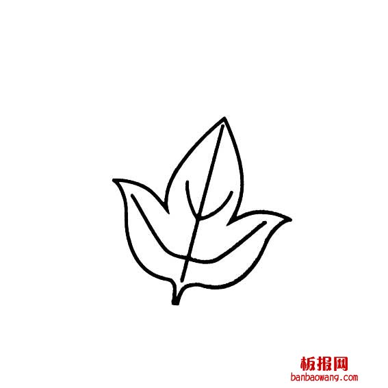 一片三个角的叶子画法