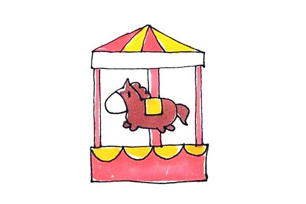 旋转木马简笔画