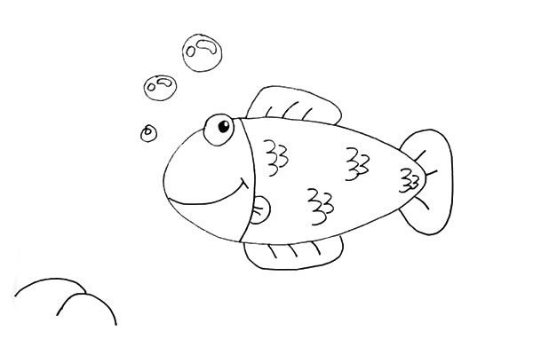 海草和小鱼卡通简笔画