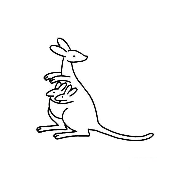 袋鼠妈妈和小袋鼠的画法