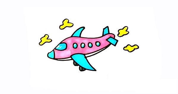 天空中的飞机简笔画完成图