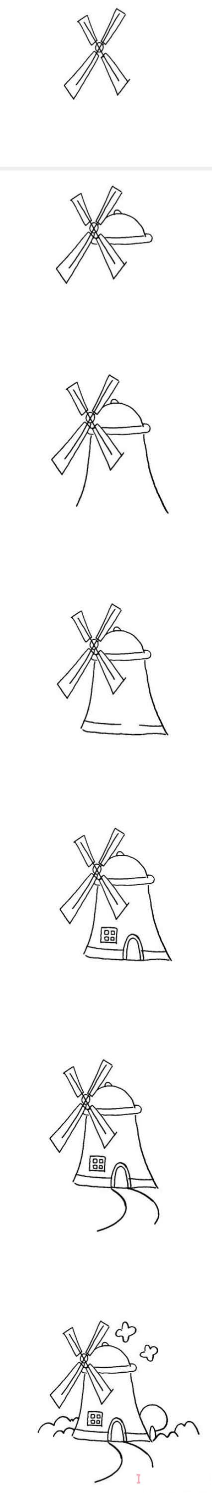 怎么画大风车详细步骤图简笔画教程涂色_大风车简笔画图片