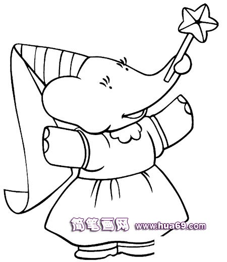 大象过圣诞节的简笔画