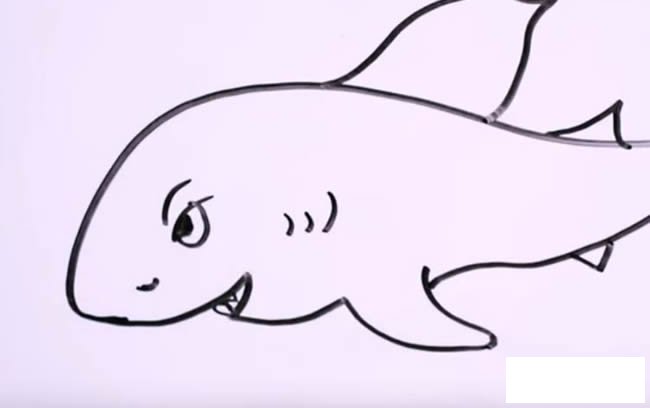 凶狠鲨鱼简笔画图解