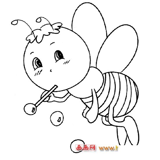 吹泡泡的蜜蜂简笔画