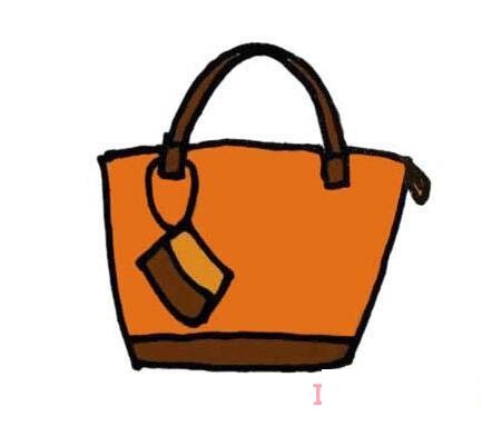 女士包包的画法步骤图带颜色 手提包简笔画图片