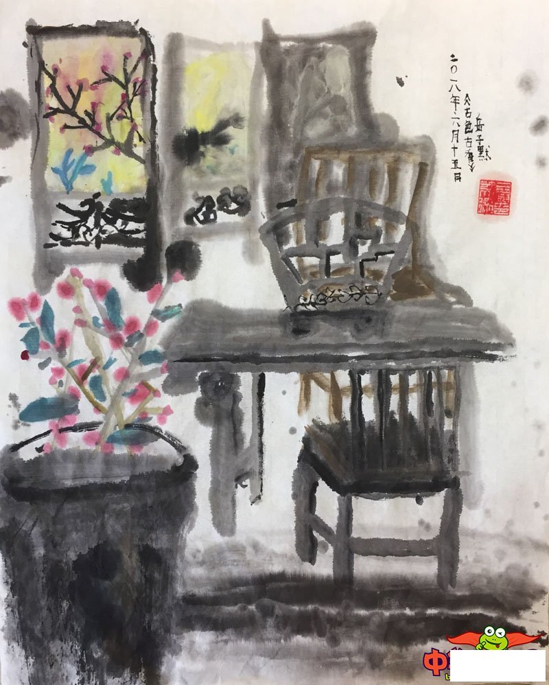 少儿画画大全简单漂亮,书房一角