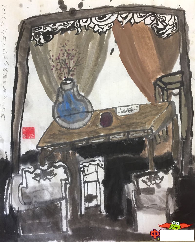 少儿画画大全简单漂亮,书房一角