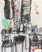 少儿画画大全简单漂亮，书房一角