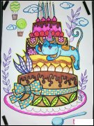 四层蛋糕,猫咪的生日儿童画图片