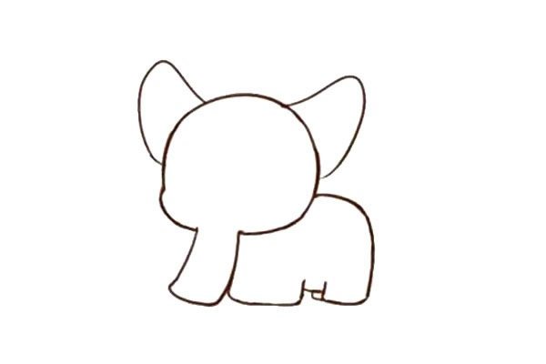 可爱的大象简笔画步骤图
