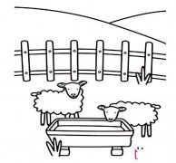 小羊怎么画，吃食的小羊简笔画