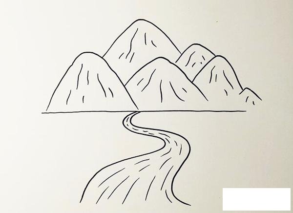 高山流水的简笔画
