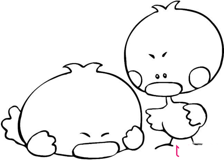 小鸭子简笔画，两只小鸭子