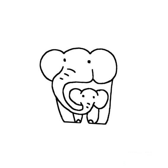 大象和小象的简笔画法