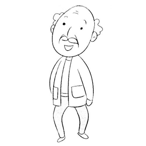 不同特征的爷爷简笔画