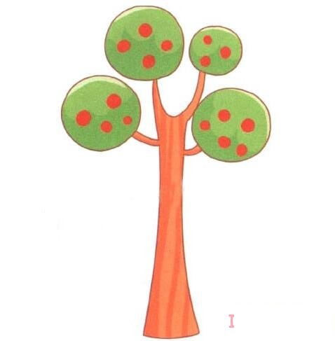 怎么画一棵果树涂色简笔画图片简单