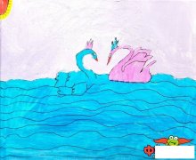 儿童画画大全简单漂亮，美丽的天鹅