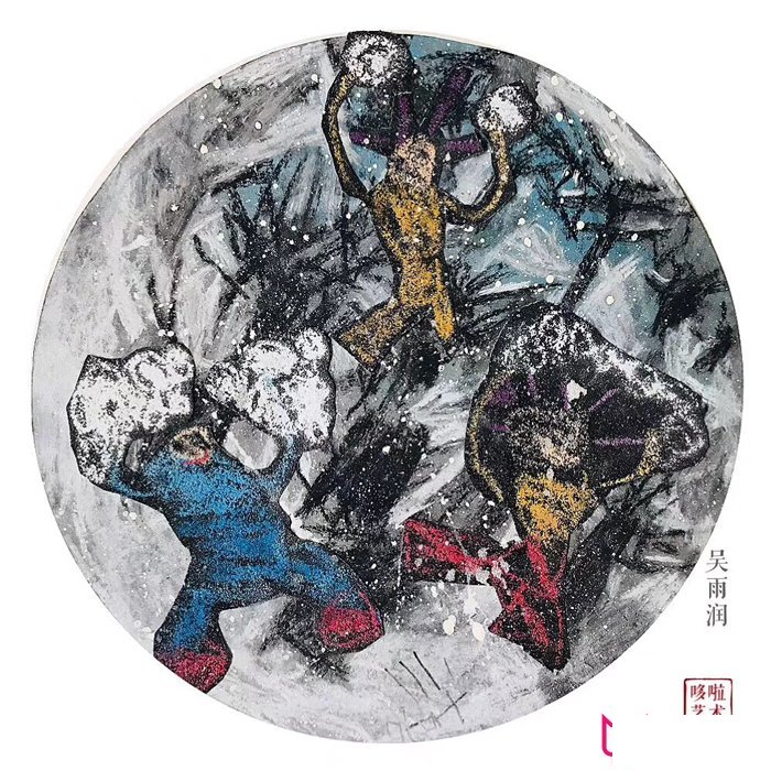 漂亮的儿童画图片,一起来打雪仗