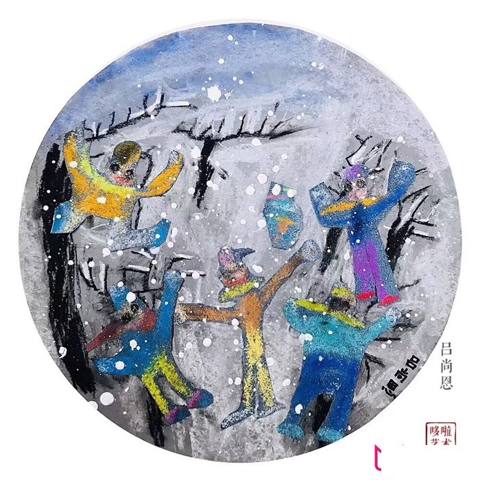 漂亮的儿童画图片,一起来打雪仗