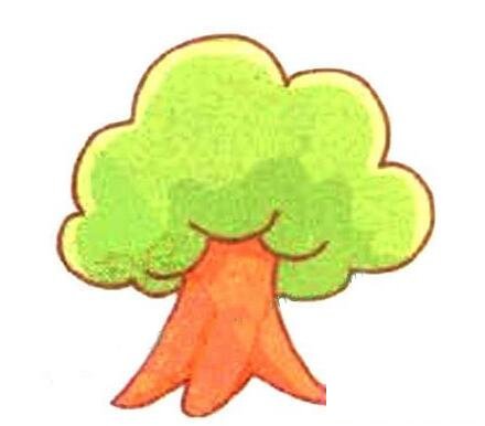 一棵大树的画法步骤图带颜色简笔画图片