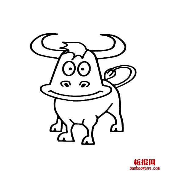 一头大嘴巴牛的简笔画