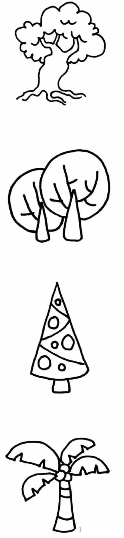 一组大树怎么画简单_带步骤图大树简笔画图片