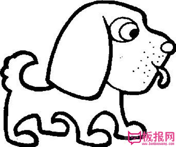 儿童简单的动物简笔画，忠诚的狗