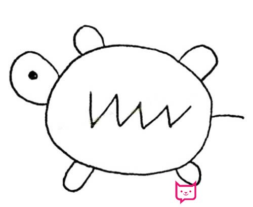 动物简笔画大全,慢吞吞的乌龟简笔画