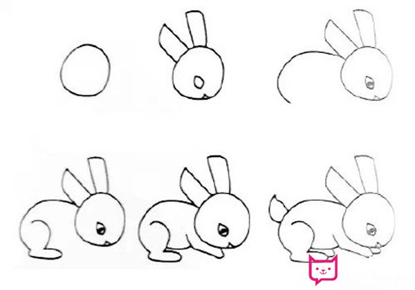 漂亮的兔子简笔画图片，雪白的兔子
