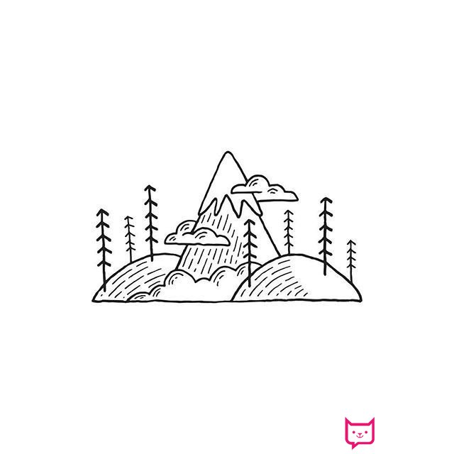 简约的风景简笔画图片，一路的风景