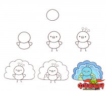 孔雀怎么画好看又简单，Q版孔雀简笔画教程