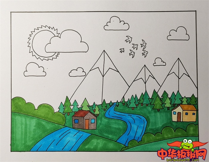 一幅春天简单漂亮的画,春天怎么画简单好看