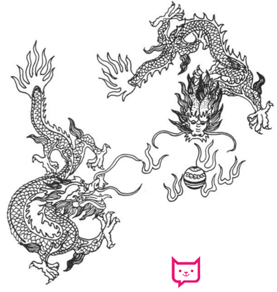 龙的简笔画，双龙戏珠