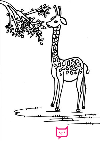 长颈鹿简笔画，进食的长颈鹿