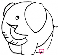 大象简笔画,圆嘟嘟的大象