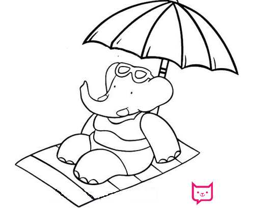 大象简笔画，度假的大象