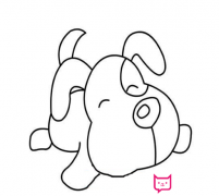 小狗简笔画，趴着的狗狗