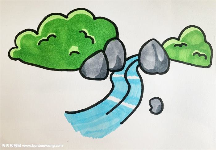 童年的水墨画溪边怎么画