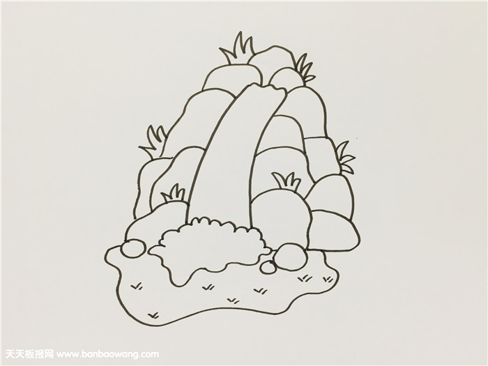 小学生怎么画瀑布