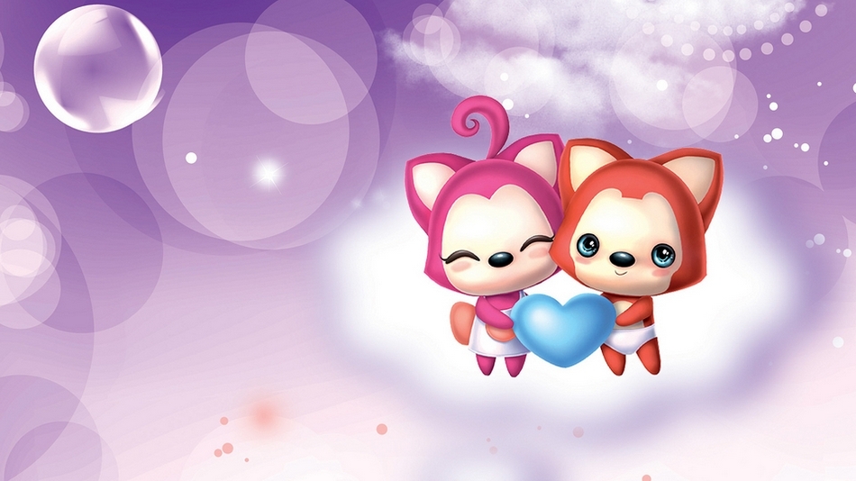 萌阿狸和桃子唯美可爱卡通图片