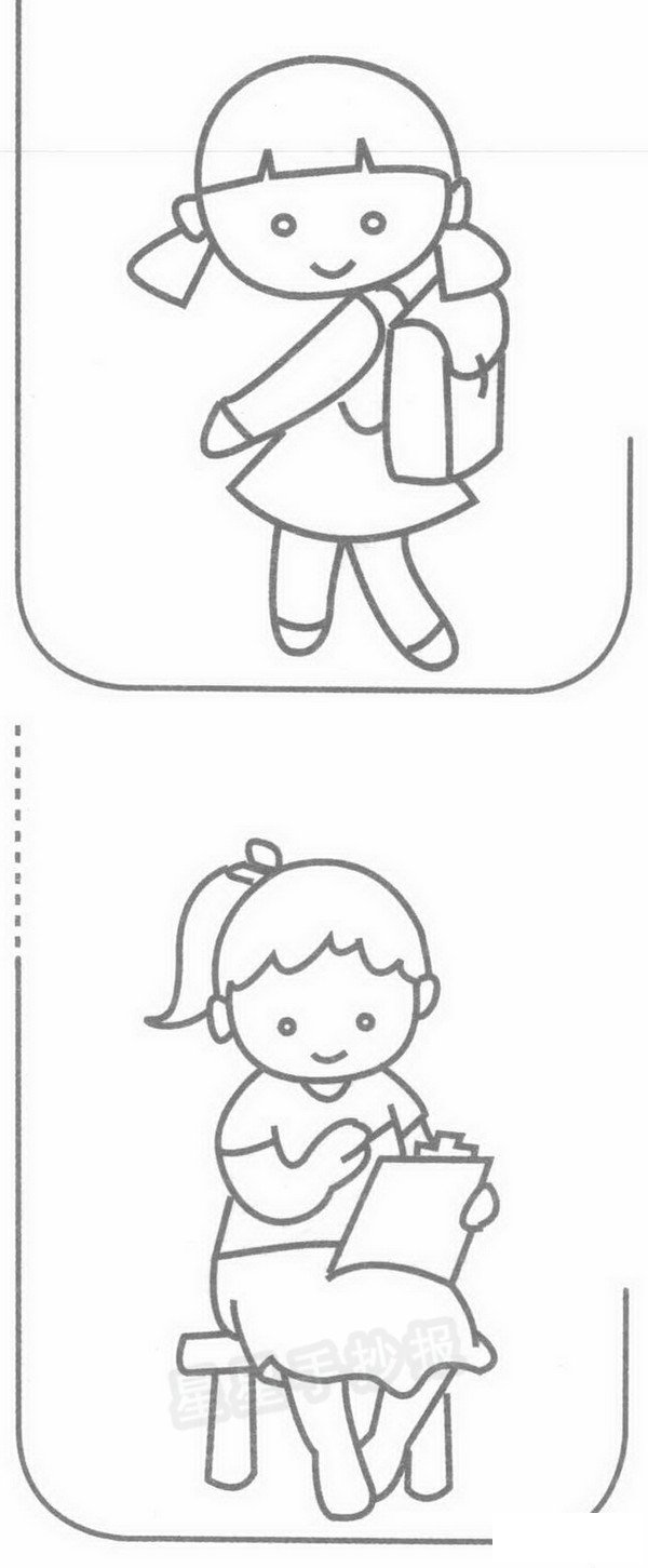 小学生上学简笔画