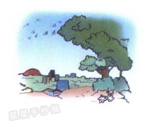 黄昏简笔画图片