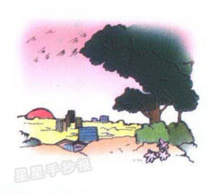 黄昏简笔画图片