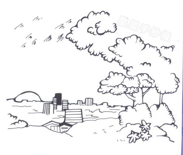 黄昏简笔画图片