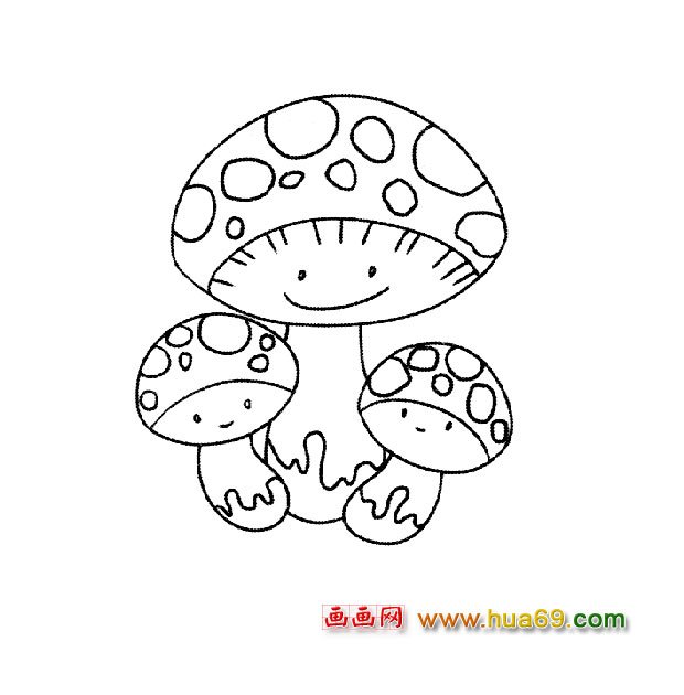 蘑菇妈妈和小蘑菇（简笔画）