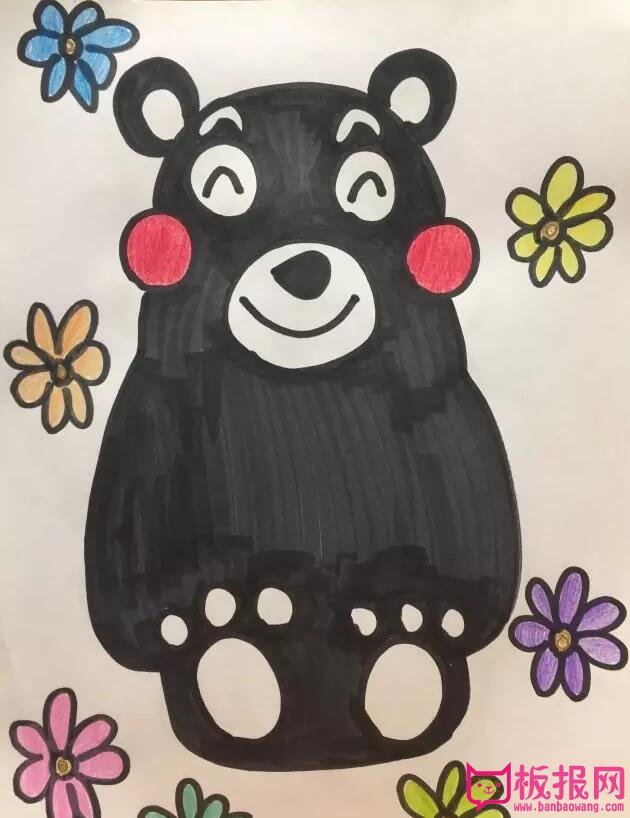 卡通简笔画，又呆又萌的熊本熊简笔画教程